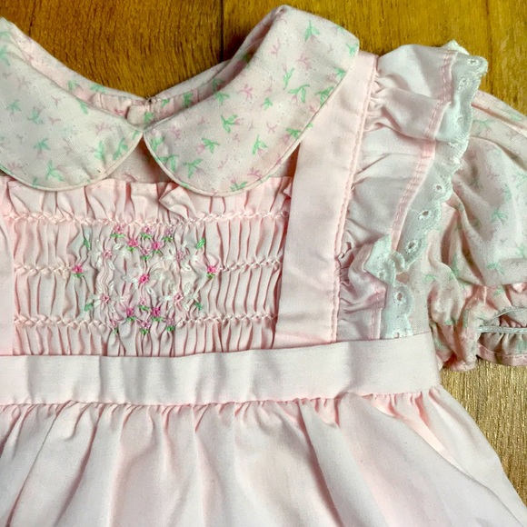 Vintage Polly Flinders Apron Smocked Floral Dress - Picture 1 of 6